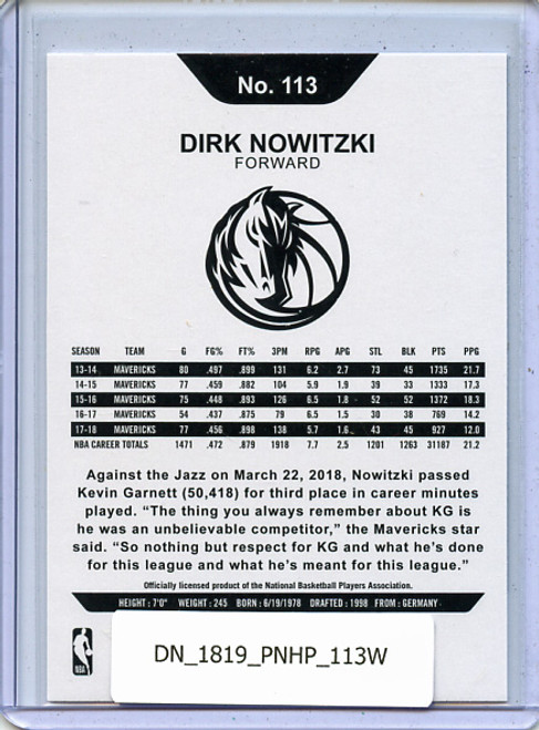 Dirk Nowitzki 2018-19 Hoops #113 Winter