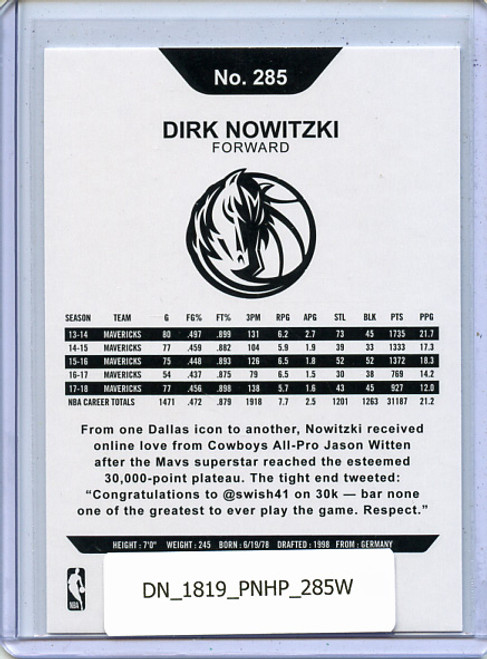 Dirk Nowitzki 2018-19 Hoops #285 Hoops Tribute Winter