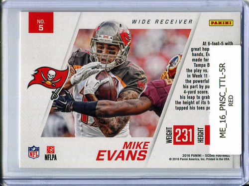 Mike Evans 2016 Score, Toe the Line #5 Red