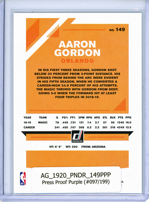 Aaron Gordon 2019-20 Donruss #149, Press Proof Purple (#097/199)