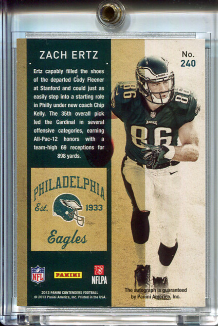 Zach Ertz 2013 Contenders #240 Autograph SP Variation