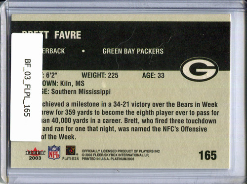 Brett Favre 2003 Platinum #165