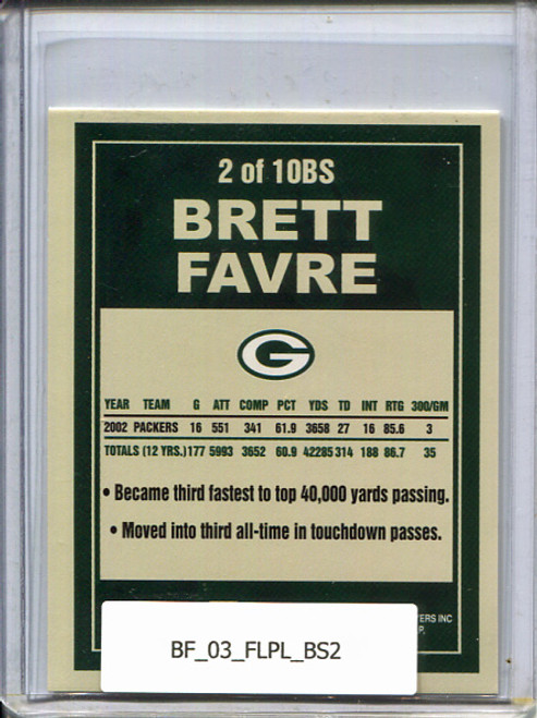 Brett Favre 2003 Platinum, Big Signs #BS2