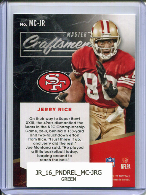 Jerry Rice 2016 Donruss Elite, Master Craftsmen #MC-JR Green