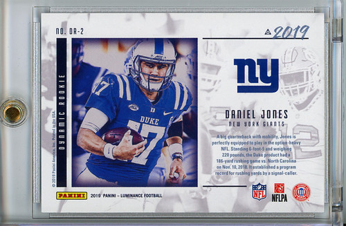 Daniel Jones 2019 Luminance, Dynamic Rookies #DR-2 Orange (#061/100)