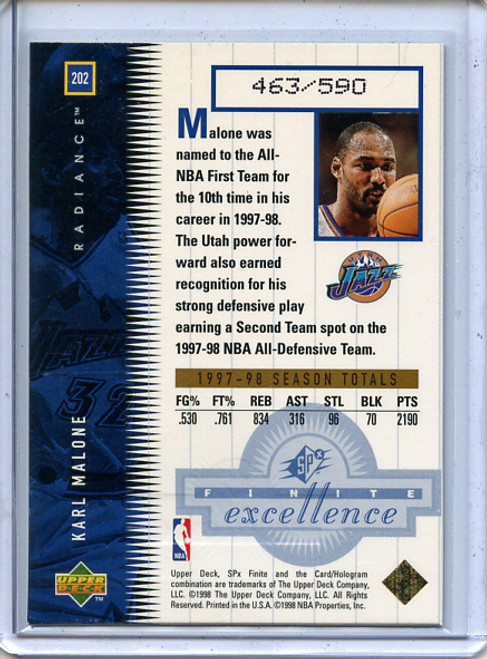 Karl Malone 1998-99 SPx #202 Finite Radiance (#463/590)