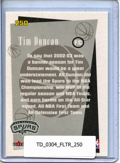 Tim Duncan 2003-04 Tradition #250 Banner Season