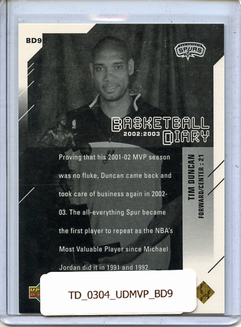 Tim Duncan 2003-04 MVP, Basketball Diary #BD9