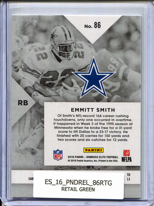 Emmitt Smith 2016 Donruss Elite #86 Retail Green