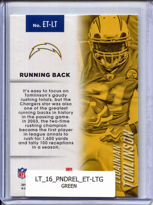 LaDainian Tomlinson 2016 Donruss Elite, Etched in Time #ET-LT Green