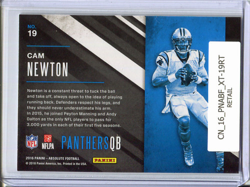 Cam Newton 2016 Absolute, Xtreme Team #19 Retail