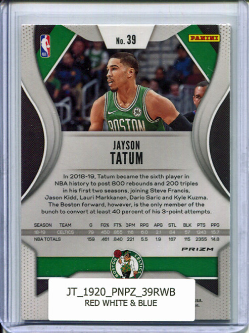 Jayson Tatum 2019-20 Prizm #39 Red White & Blue