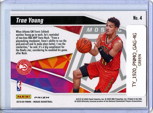 Trae Young 2019-20 Mosaic, Give and Go #4 Green