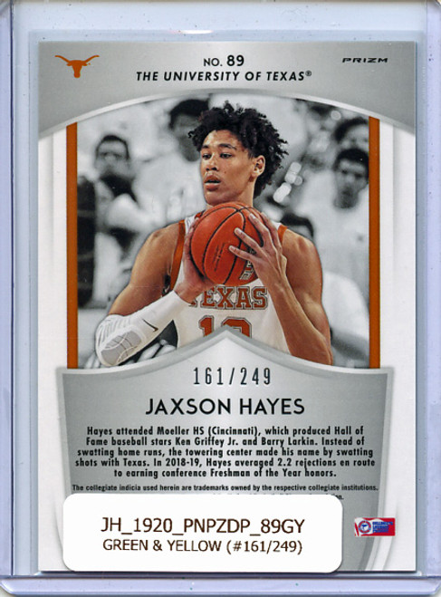 Jaxson Hayes 2019-20 Prizm Draft Picks #89 Crusade Green & Yellow (#161/249)