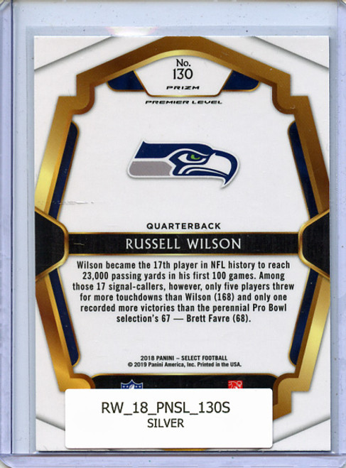 Russell Wilson 2018 Select #130 Premier Level Silver