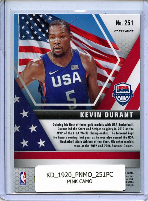 Kevin Durant 2019-20 Mosaic #251 USA Pink Camo