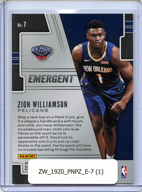 Zion Williamson 2019-20 Prizm, Emergent #7 (1)