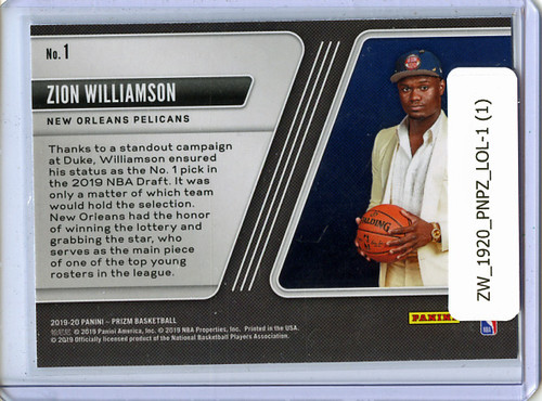 Zion Williamson 2019-20 Prizm, Luck of the Lottery #1 (1)