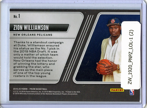 Zion Williamson 2019-20 Prizm, Luck of the Lottery #1 (2)