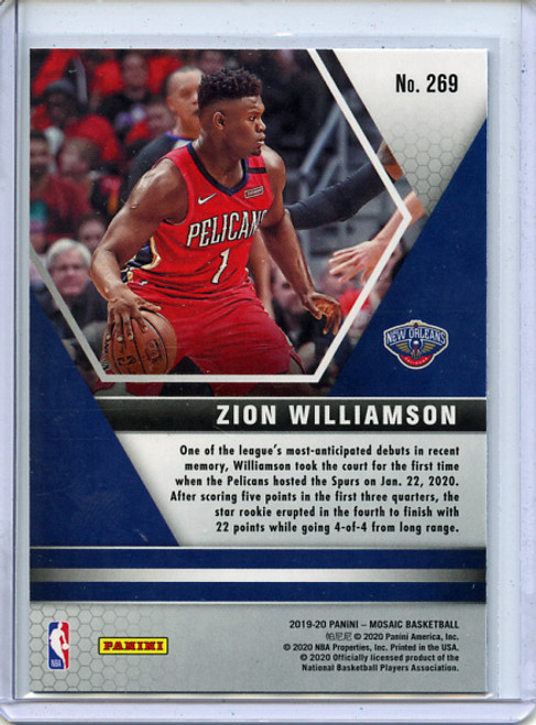 Zion Williamson 2019-20 Mosaic #269 NBA Debut (13)
