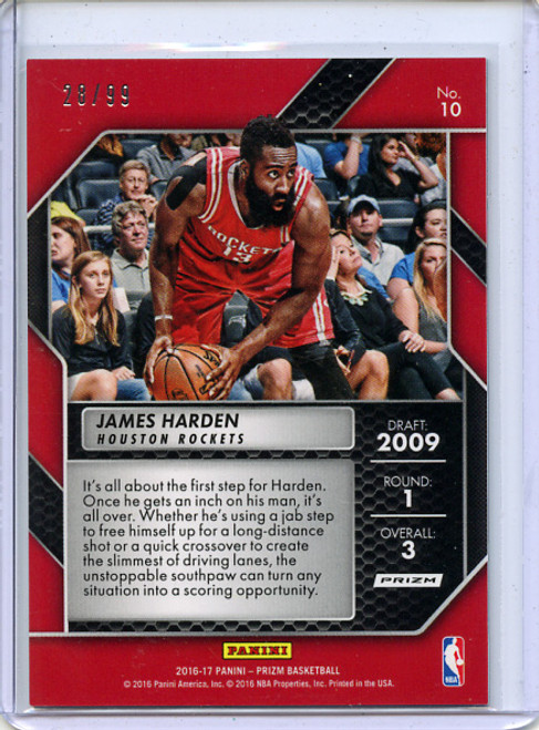 James Harden 2016-17 Prizm, First Step #10 Blue Wave (#28/99)