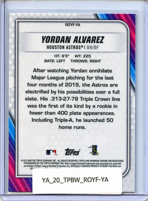 Yordan Alvarez 2020 Bowman Chrome, Rookie of the Year Favorites #ROYF-YA