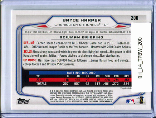 Bryce Harper 2014 Bowman #200