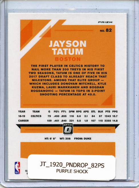 Jayson Tatum 2019-20 Donruss Optic #82 Purple Shock