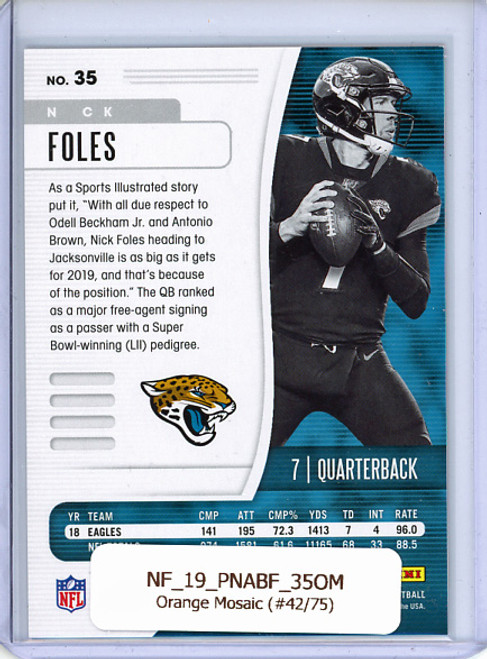 Nick Foles 2019 Absolute Football #35 Orange Mosaic (#42/75)