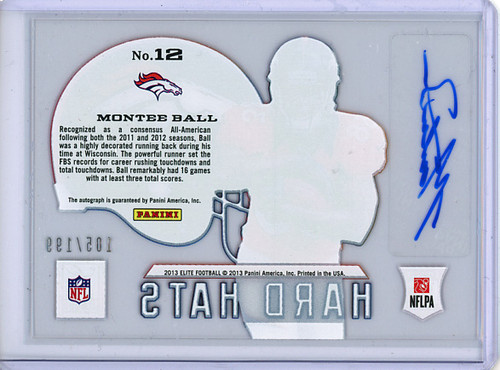 Montee Ball 2013 Elite, Rookie Hard Hats Autographs #12 (#105/199)