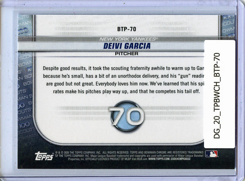 Deivi Garcia 2020 Bowman Chrome, Scouts Top 100 #BTP-70