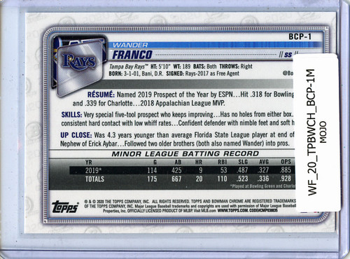 Wander Franco 2020 Bowman Chrome Prospects #BCP-1 Mega Box Mojo