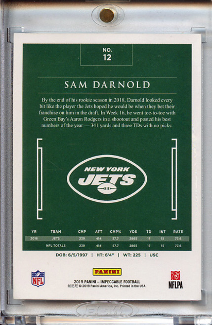 Sam Darnold 2019 Impeccable #12 Ruby (#7/8)