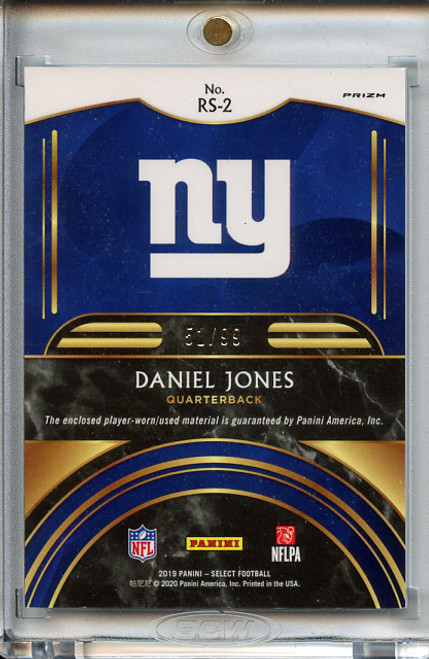 Daniel Jones 2019 Select, Rookie Swatches #RS-2 Silver (#51/99)