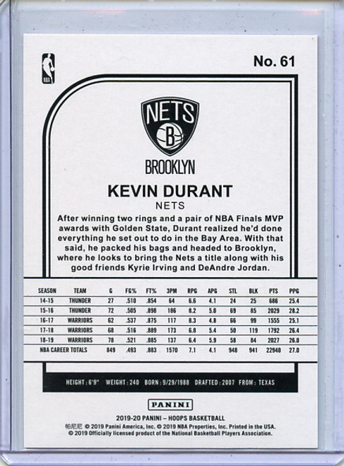 Kevin Durant 2019-20 Hoops #61 Red (#39/75)