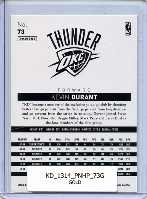 Kevin Durant 2013-14 Hoops #73 Gold