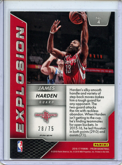 James Harden 2016-17 Prizm, Explosion #4 Purple (#28/75)