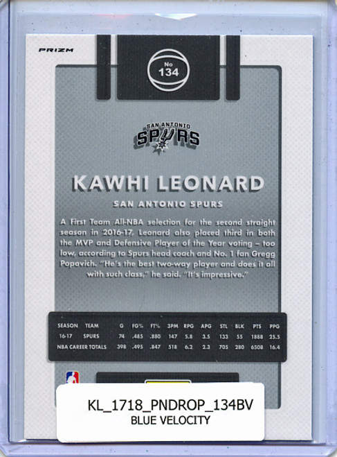 Kawhi Leonard 2017-18 Donruss Optic #134 Blue Velocity