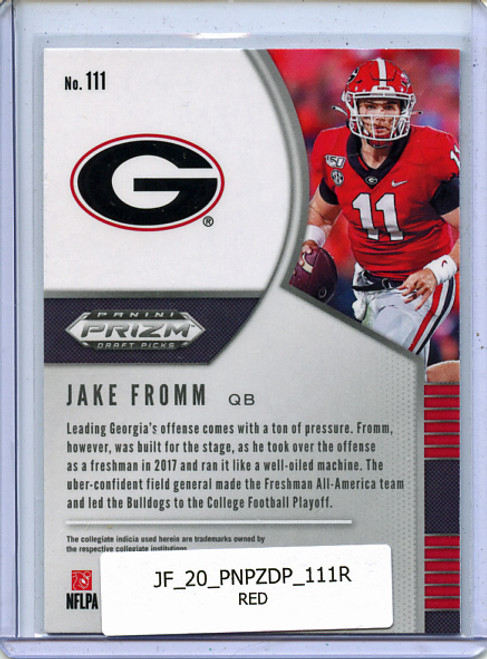 Jake Fromm 2020 Prizm Draft Picks #111 Red