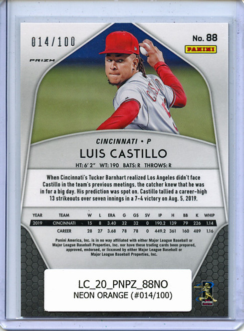 Luis Castillo 2020 Prizm #88 Neon Orange (#014/100)