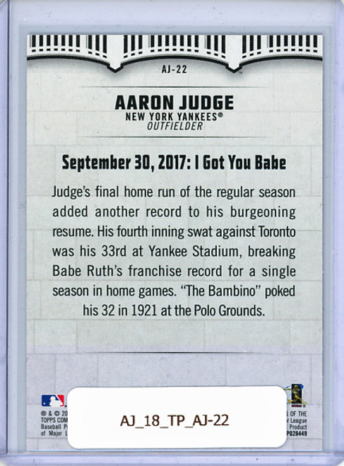 Aaron Judge 2018 Topps, Aaron Judge Highlights #AJ-22