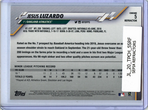 Jesus Luzardo 2020 Topps Chrome #5 Sepia Refractors