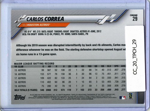 Carlos Correa 2020 Topps Chrome #29