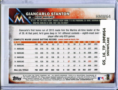 Giancarlo Stanton 2016 Topps Holiday #HMW64