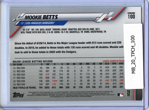 Mookie Betts 2020 Topps Chrome #100