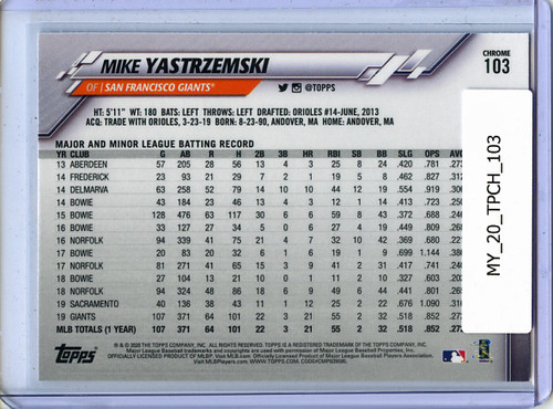 Mike Yastrzemski 2020 Topps Chrome #103