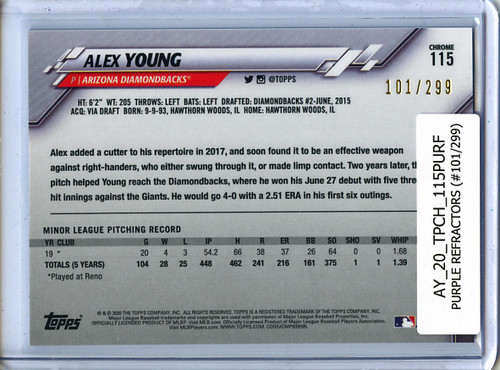 Alex Young 2020 Topps Chrome #115 Purple Refractors (#101/299)