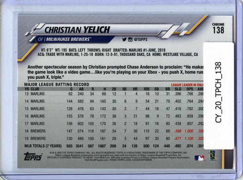 Christian Yelich 2020 Topps Chrome #138