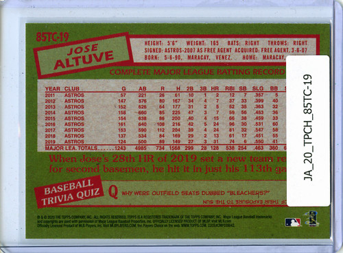 Jose Altuve 2020 Topps Chrome, 1985 Topps #85TC-19