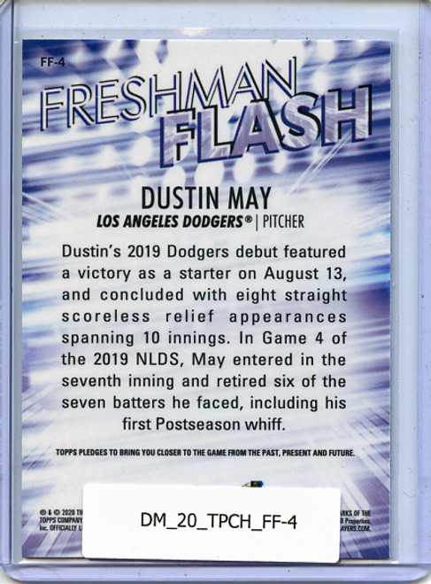 Dustin May 2020 Topps Chrome, Freshman Flash #FF-4